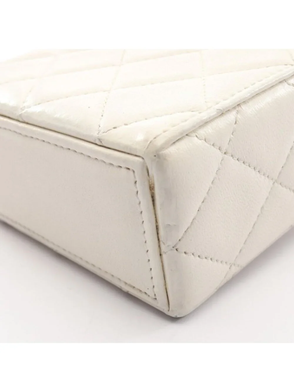 Chanel Shoulder Bag Quilted Mini White Lambskin Mini Chain